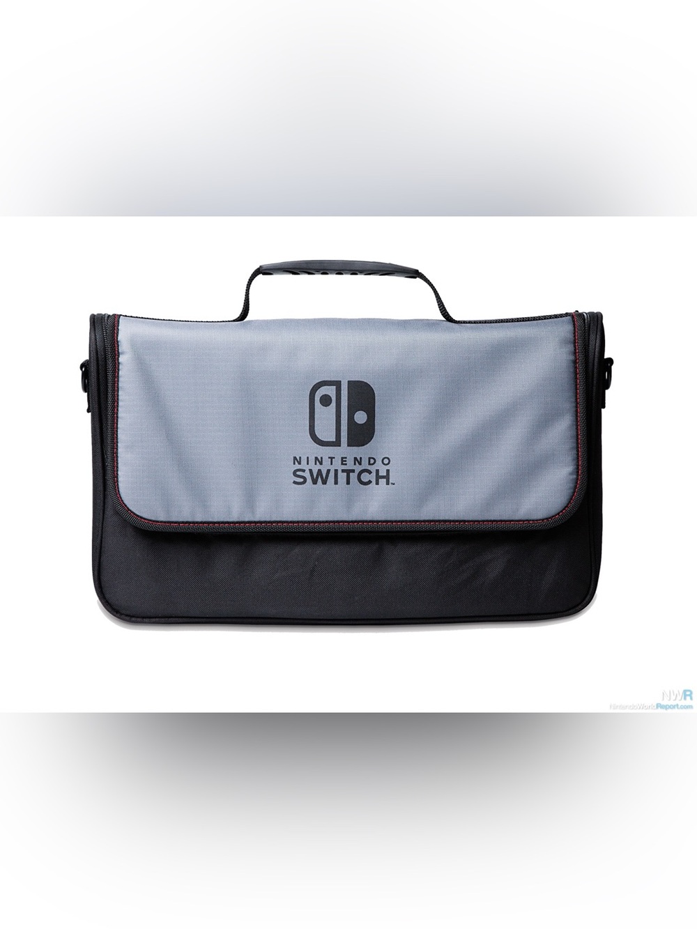 Nintendo gray and black Switch travel case with detachable strap